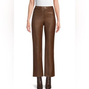 No Boundaries Junior's High Rise Faux Leather Brown Pants Size 9